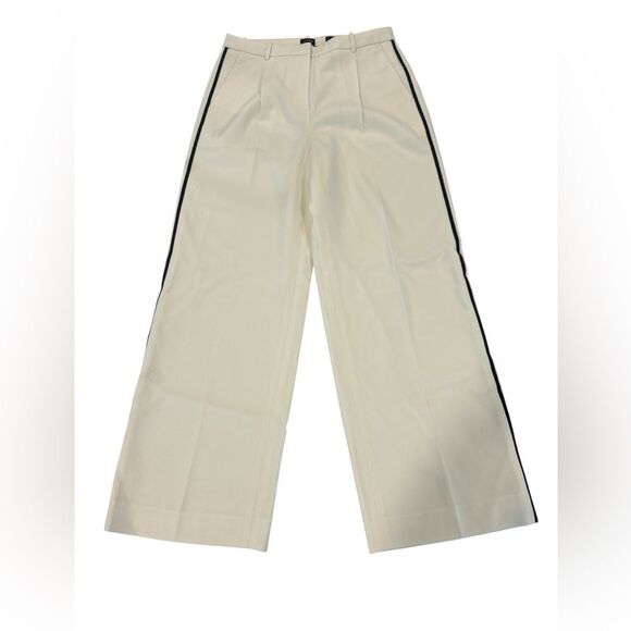 J. Crew Women’s Contrast-trim Wide-leg essential pant in wool blend Size 6 - Picture 2 of 5